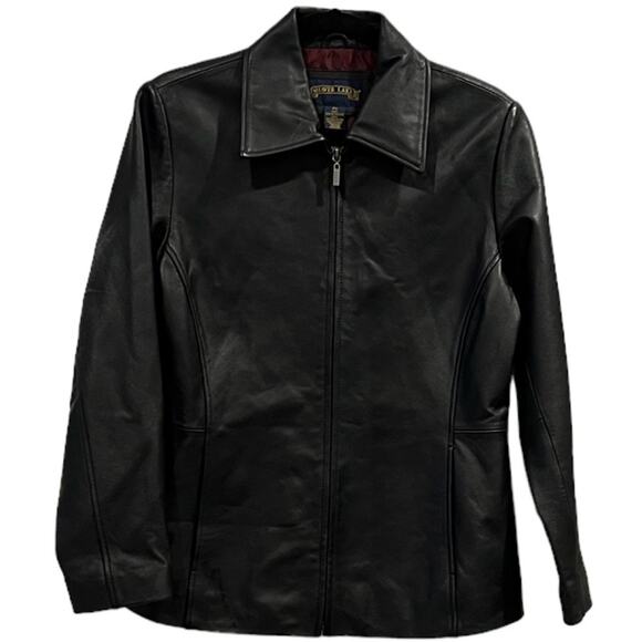 Shaver Lake Moto Jacket Women's PS Black Leather Long Sleeve Full Zip Collared - Picture 1 of 6